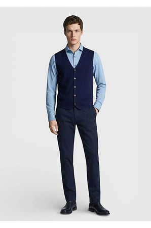 Lacivert Regular Fit V Yaka Casual Örme Triko Yelek