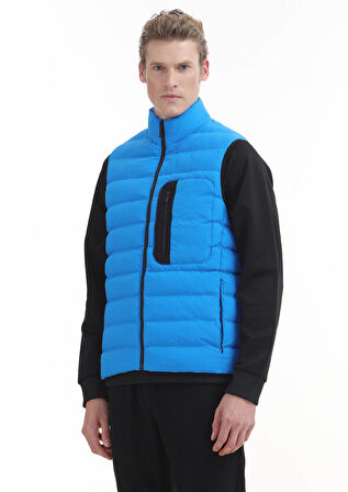 Mavi Regular Fit Dik Yaka Casual Dokuma Spor Yelek
