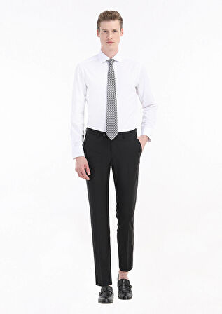 Beyaz Düz Regular Fit Dokuma Klasik Pamuk Karışımlı Gömlek