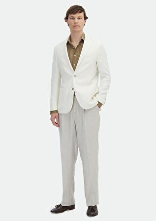 Ekru Desenli Shirt Shoulder Slim Fit Pamuk Karışımlı Ceket