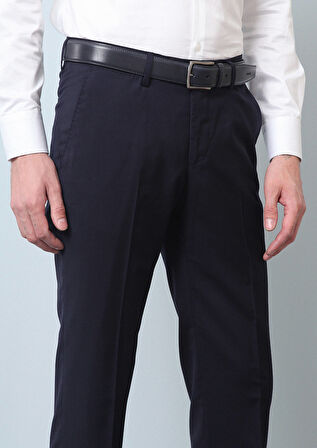 Lacivert Düz Kumaş Modern Fit Klasik %100 Yün Pantolon