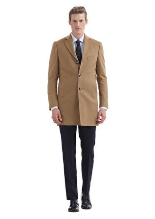 Deve Tüyü Regular Fit Kelebek Yaka Klasik Dokuma Palto