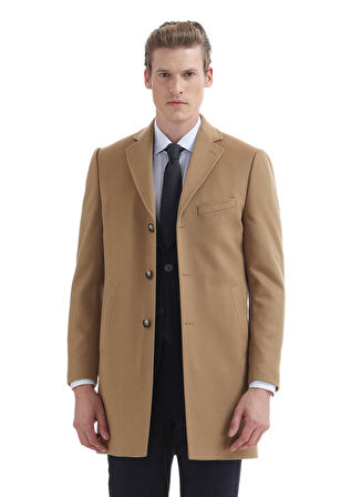 Deve Tüyü Regular Fit Kelebek Yaka Klasik Dokuma Palto