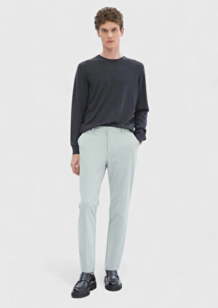 Antrasit Bisiklet Yaka Düz Örgü İpek Karışımlı Triko Kazak