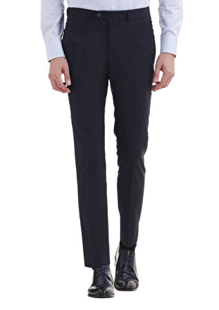 Lacivert Düz Kumaş Modern Fit Klasik %100 Yün Pantolon