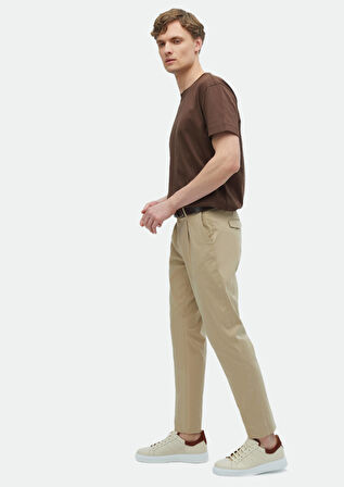 Vizon Düz Dokuma Regular Fit Casual Pamuk Karışımlı Pantolon