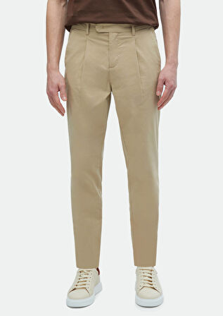 Vizon Düz Dokuma Regular Fit Casual Pamuk Karışımlı Pantolon