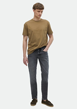 Antrasit Düz Slim Fit Denim Pamuk Karışımlı Pantolon