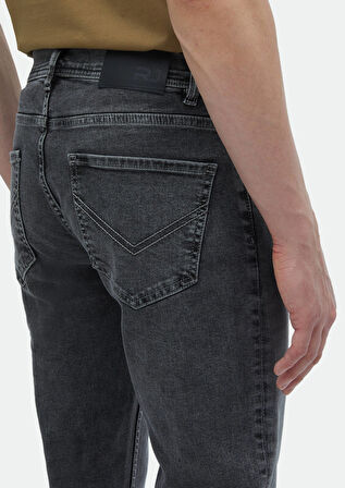 Antrasit Düz Slim Fit Denim Pamuk Karışımlı Pantolon