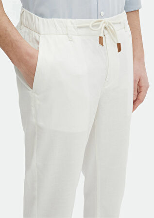 Ekru Desenli Dokuma Jogging Fit Casual Pamuk Karışımlı Pantolon