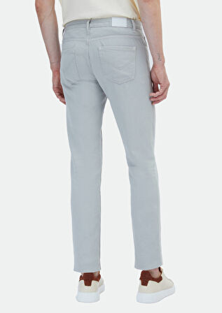 Gri Düz Dokuma Regular Fit Casual Pamuk Karışımlı Pantolon