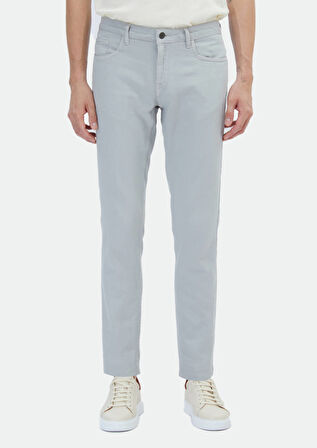 Gri Düz Dokuma Regular Fit Casual Pamuk Karışımlı Pantolon