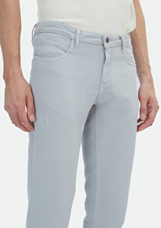 Gri Düz Dokuma Regular Fit Casual Pamuk Karışımlı Pantolon