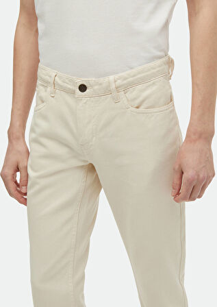 Bej Düz Dokuma Regular Fit Casual Pamuk Karışımlı Pantolon