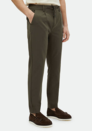 Haki Düz Dokuma Jogging Fit Casual Pantolon