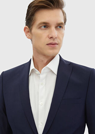 Saks Düz Fashion Slim Fit Yün Karışımlı Takım Elbise