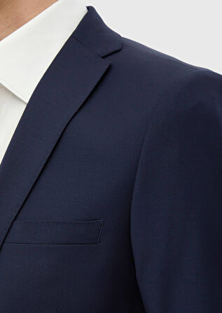 Saks Düz Fashion Slim Fit Yün Karışımlı Takım Elbise