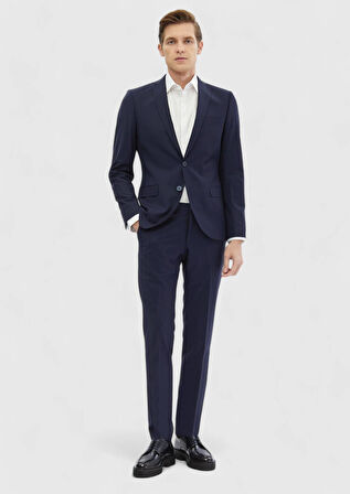 Saks Düz Fashion Slim Fit Yün Karışımlı Takım Elbise