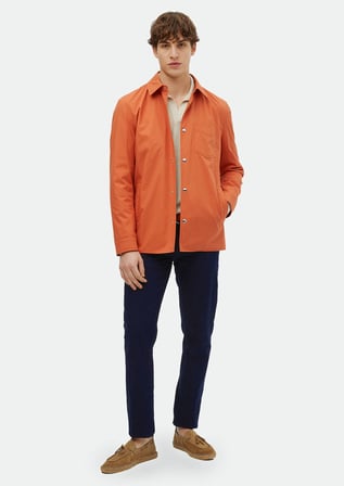 Turuncu Regular Fit Gömlek Yaka Casual Dokuma Mont