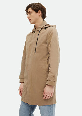 Deve Tüyü Regular Fit Gömlek Yaka Casual Dokuma Pardesü