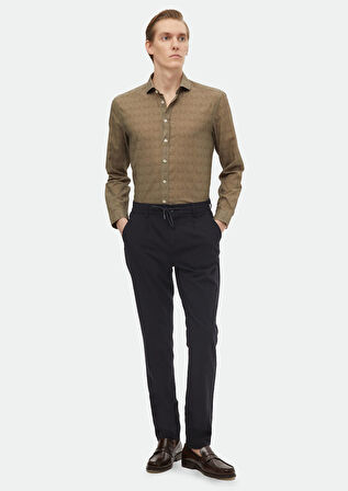 Haki Baskılı Regular Fit Dokuma Casual %100 Pamuk Gömlek