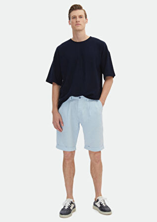 Lacivert Jakarlı Bisiklet Yaka %100 Pamuk T-Shirt