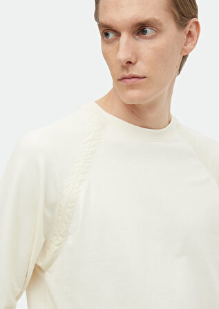 Ekru Bisiklet Yaka Düz Sweatshırt