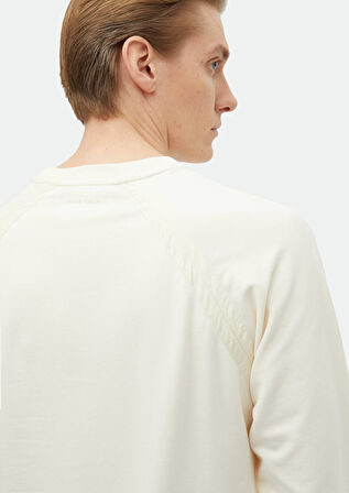 Ekru Bisiklet Yaka Düz Sweatshırt