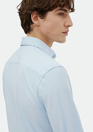 Mavi Düz Regular Fit Dokuma Klasik Gömlek