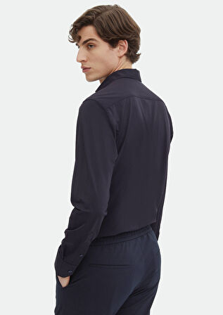 Lacivert Düz Regular Fit Dokuma Klasik Gömlek