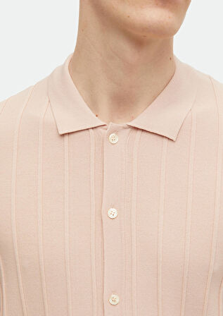 Pembe Polo Yaka Jakarlı Triko