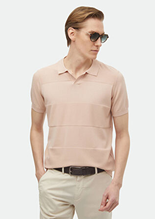 Pembe Polo Yaka Jakarlı Triko