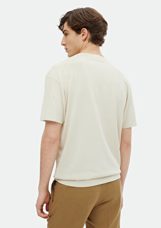 Bej Bisiklet Yaka Düz Örgü Triko