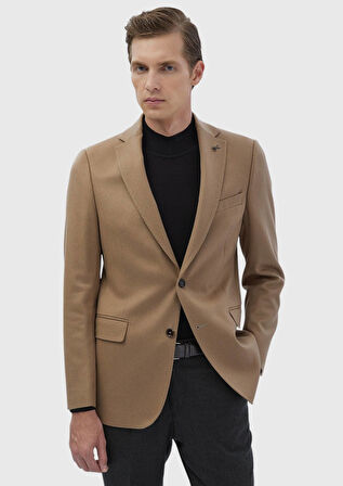 Deve Tüyü Düz Regular Fit %100 Kaşmir Ceket