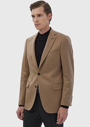 Deve Tüyü Düz Regular Fit %100 Kaşmir Ceket