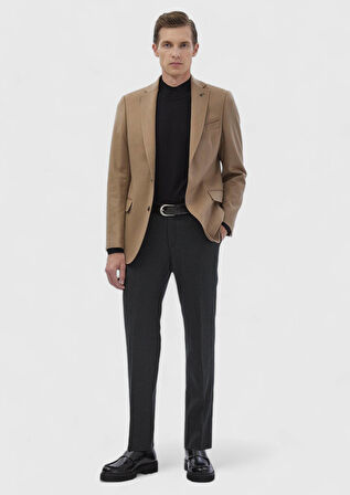 Deve Tüyü Düz Regular Fit %100 Kaşmir Ceket