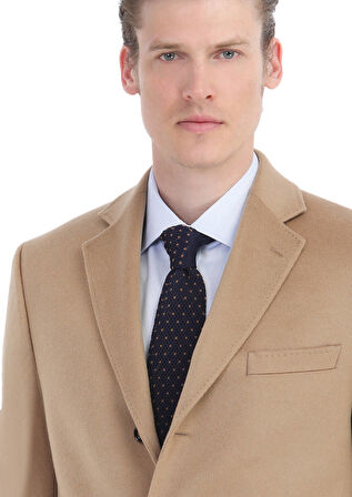 Deve Tüyü Regular Fit Kelebek Yaka Klasik Dokuma Palto