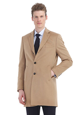 Deve Tüyü Regular Fit Kelebek Yaka Klasik Dokuma Palto