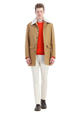 Deve Tüyü Regular Fit Gömlek Yaka Casual Dokuma Palto