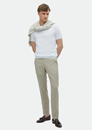 Beyaz Bisiklet Yaka Düz Örgü %100 Pamuk Triko