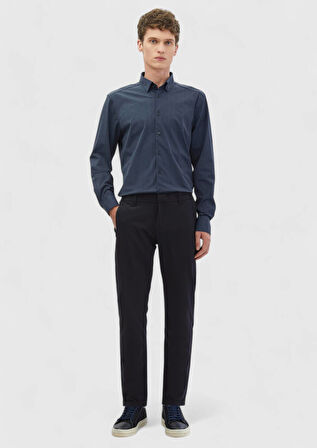 Lacivert Baskılı Casual Fit Casual Gömlek