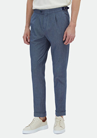 İndigo Düz Dokuma Regular Fit Casual Pamuk Karışımlı Pantolon