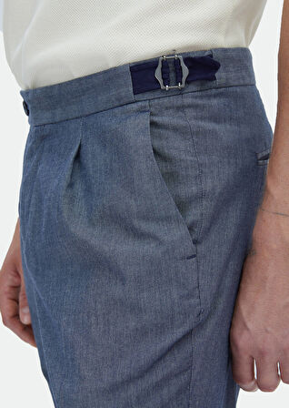 İndigo Düz Dokuma Regular Fit Casual Pamuk Karışımlı Pantolon