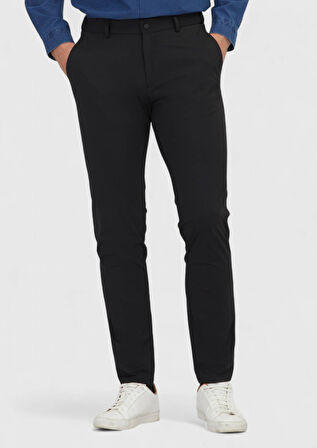 Siyah Düz Örme Jogging Fit Casual Pantolon
