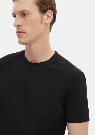 Siyah Düz Bisiklet Yaka T-Shirt