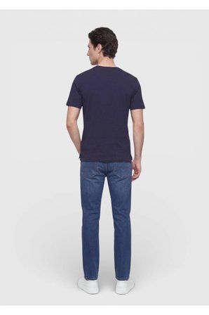 Lacivert Düz Bisiklet Yaka T-Shirt