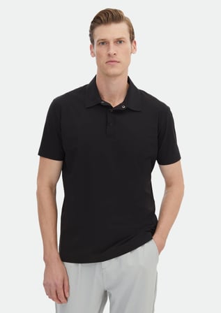 Siyah Düz Polo Yaka T-Shirt