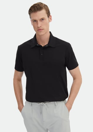 Siyah Düz Polo Yaka T-Shirt