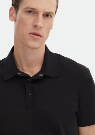 Siyah Düz Polo Yaka T-Shirt