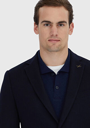 Lacivert Düz Regular Fit %100 Kaşmir Ceket